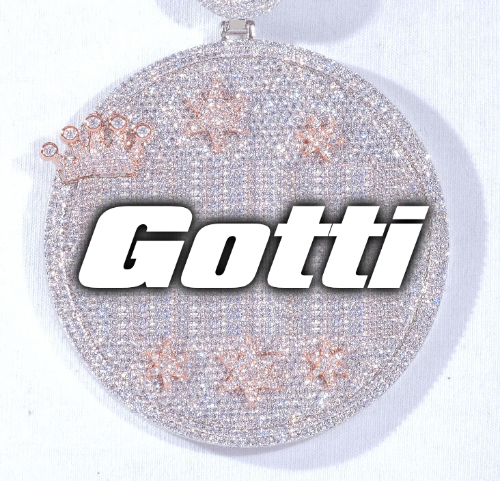 CUSTOM LETTER NECKLACE 3D BIG CROWN DISC