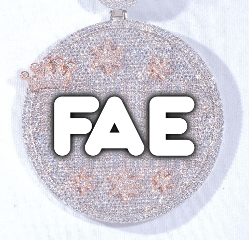 CUSTOM LETTER NECKLACE 3D BIG CROWN DISC