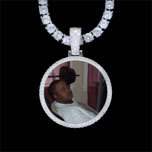 925S & VVS Moissanite 3D Circle Custom Picture Pendant