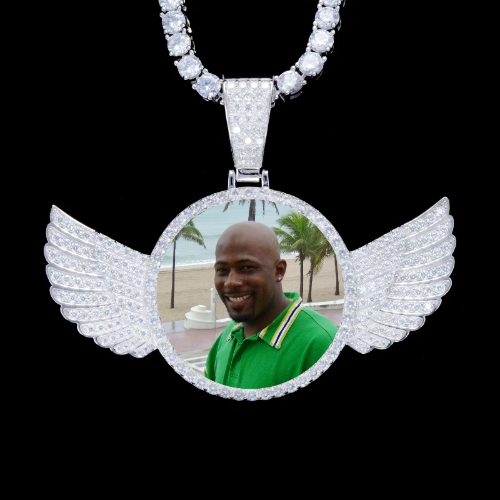 925S & VVS Moissanite 3D Wing Custom Picture Pendant