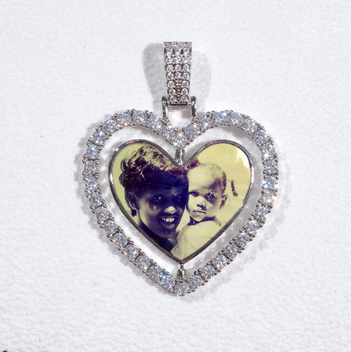 3D Spinning 2-Faced Heart Custom Picture Pendant