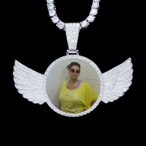 925S & VVS Moissanite 3D Wing Custom Picture Pendant