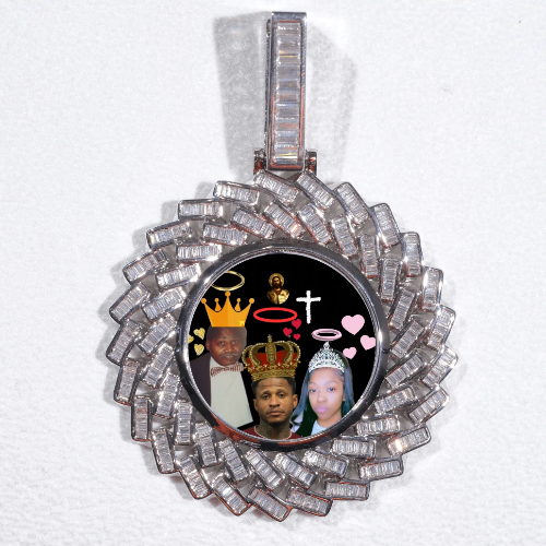 Large 3D Baguette Custom Picture Pendant