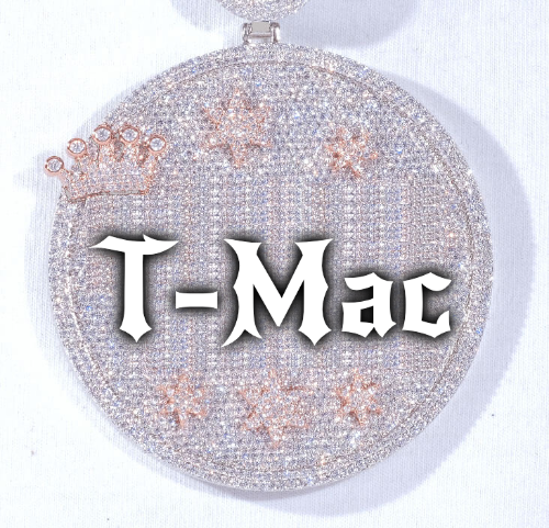 CUSTOM LETTER NECKLACE 3D BIG CROWN DISC