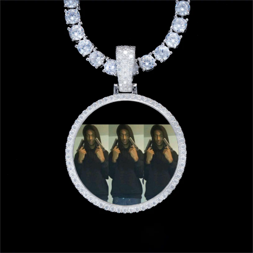 925S & VVS Moissanite 3D Circle Custom Picture Pendant