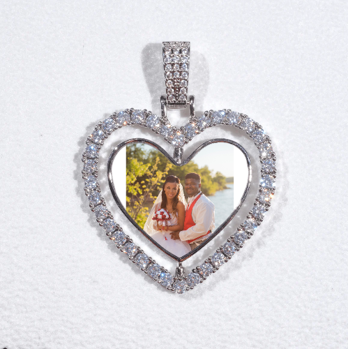 3D Spinning 2-Faced Heart Custom Picture Pendant
