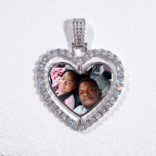 3D Spinning 2-Faced Heart Custom Picture Pendant