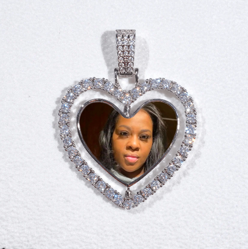 3D Spinning 2-Faced Heart Custom Picture Pendant