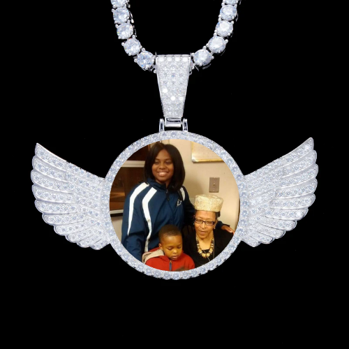 925S & VVS Moissanite 3D Wing Custom Picture Pendant