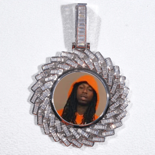 Large 3D Baguette Custom Picture Pendant