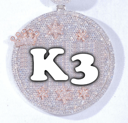 CUSTOM LETTER NECKLACE 3D BIG CROWN DISC