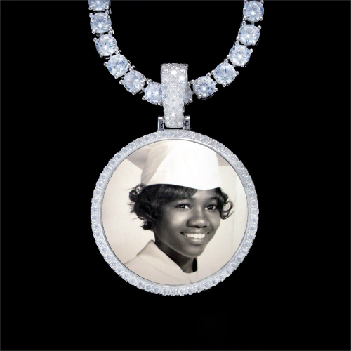 925S & VVS Moissanite 3D Circle Custom Picture Pendant