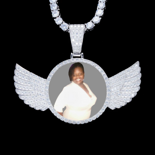925S & VVS Moissanite 3D Wing Custom Picture Pendant