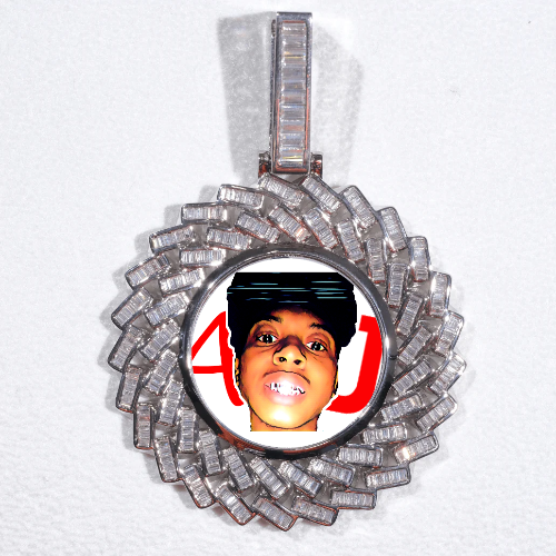 Large 3D Baguette Custom Picture Pendant