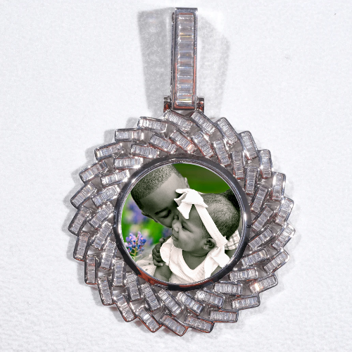 Large 3D Baguette Custom Picture Pendant