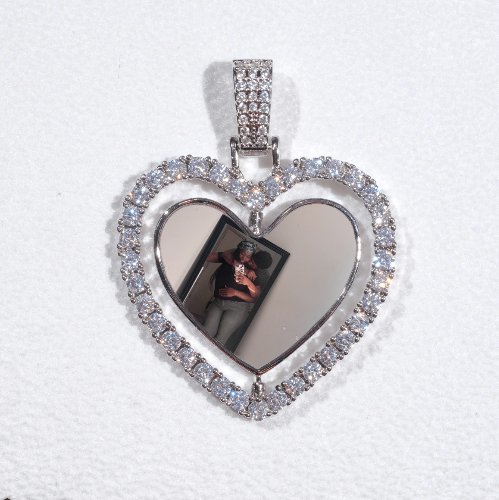 3D Spinning 2-Faced Heart Custom Picture Pendant