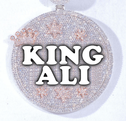 CUSTOM LETTER NECKLACE 3D BIG CROWN DISC
