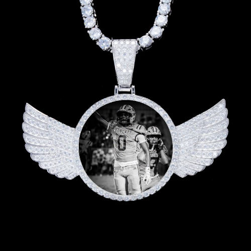 925S & VVS Moissanite 3D Wing Custom Picture Pendant