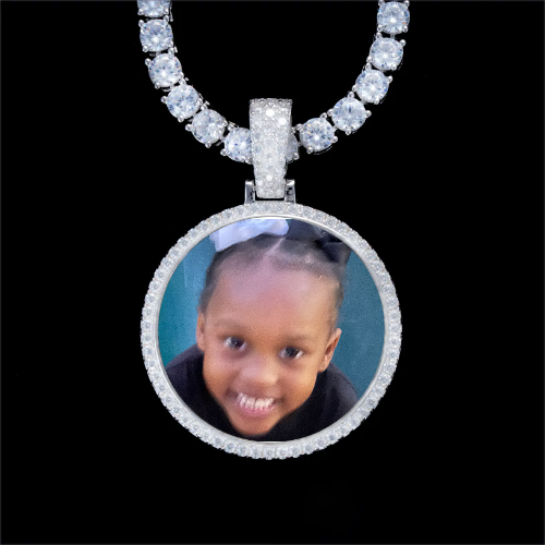 925S & VVS Moissanite 3D Circle Custom Picture Pendant