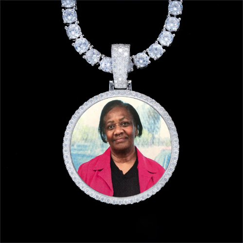 925S & VVS Moissanite 3D Circle Custom Picture Pendant