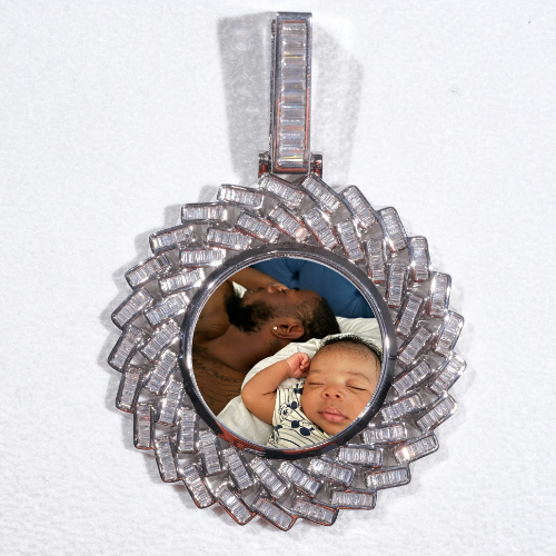 Large 3D Baguette Custom Picture Pendant