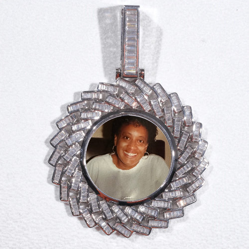 Large 3D Baguette Custom Picture Pendant