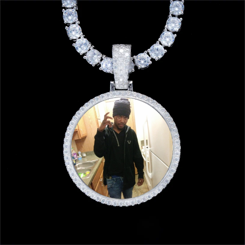 925S & VVS Moissanite 3D Circle Custom Picture Pendant