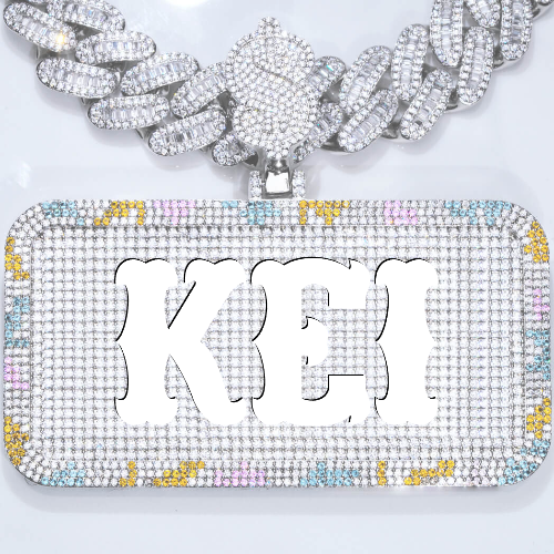 CUSTOM LETTER NECKLACE 3D COLORFUL SQUARE