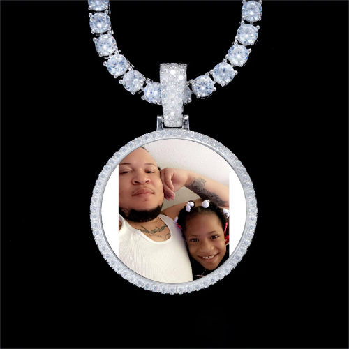 925S & VVS Moissanite 3D Circle Custom Picture Pendant