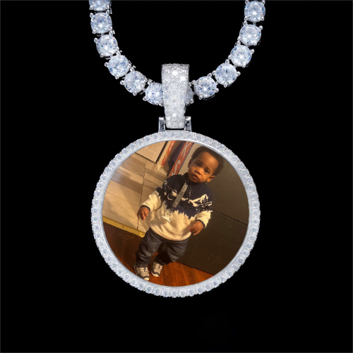925S & VVS Moissanite 3D Circle Custom Picture Pendant