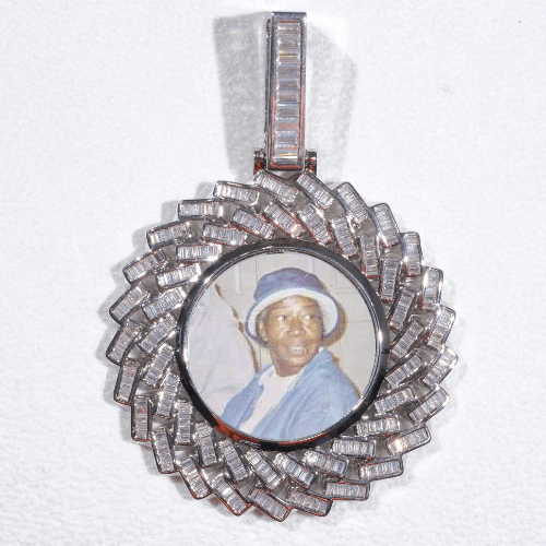 Large 3D Baguette Custom Picture Pendant
