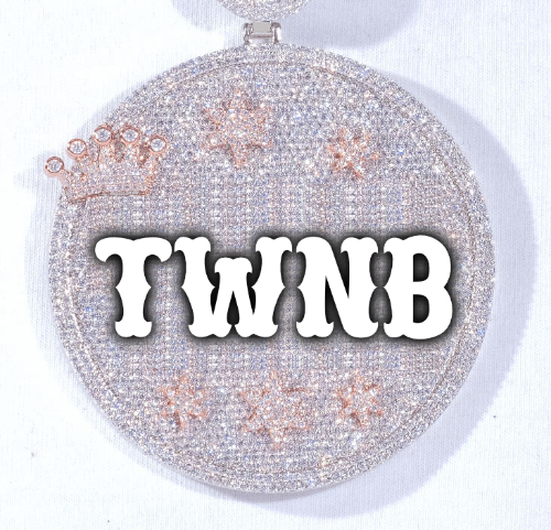 CUSTOM LETTER NECKLACE 3D BIG CROWN DISC