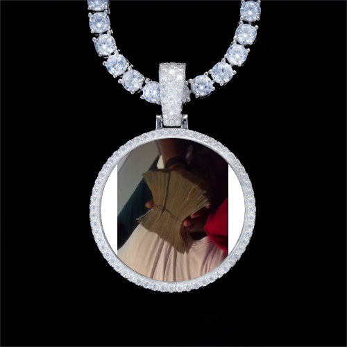 925S & VVS Moissanite 3D Circle Custom Picture Pendant