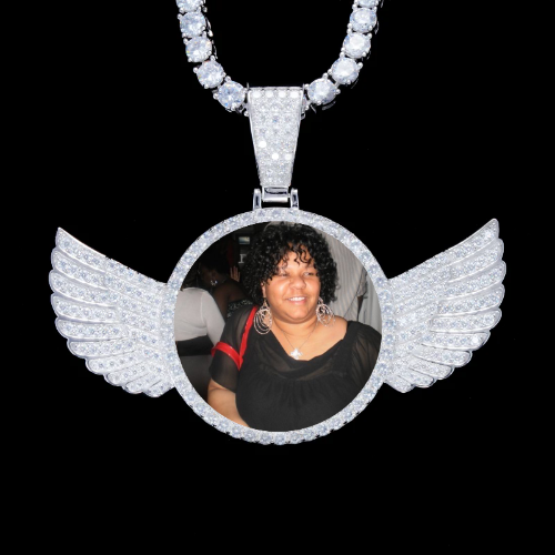 925S & VVS Moissanite 3D Wing Custom Picture Pendant