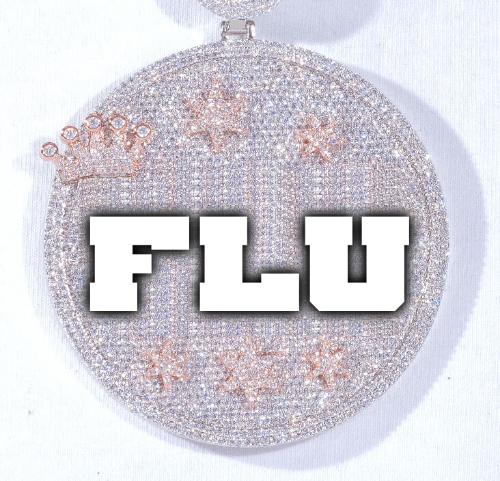 CUSTOM LETTER NECKLACE 3D BIG CROWN DISC