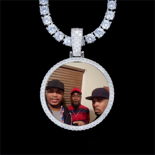 925S & VVS Moissanite 3D Circle Custom Picture Pendant