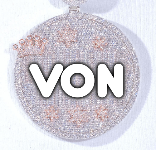 CUSTOM LETTER NECKLACE 3D BIG CROWN DISC