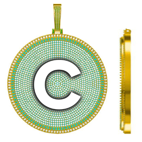 CUSTOM LETTER NECKLACE 3D BIG DISC