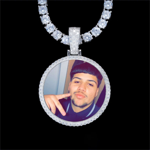 925S & VVS Moissanite 3D Circle Custom Picture Pendant