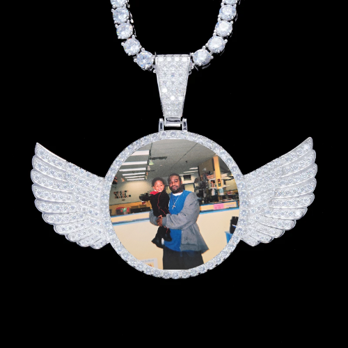925S & VVS Moissanite 3D Wing Custom Picture Pendant