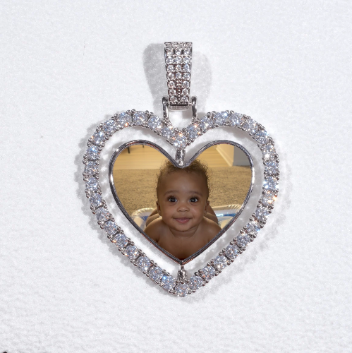 3D Spinning 2-Faced Heart Custom Picture Pendant