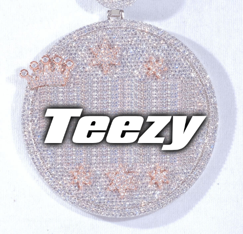 CUSTOM LETTER NECKLACE 3D BIG CROWN DISC