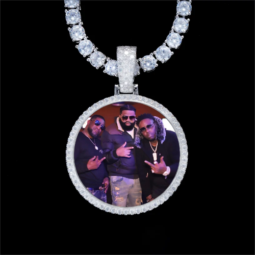 925S & VVS Moissanite 3D Circle Custom Picture Pendant