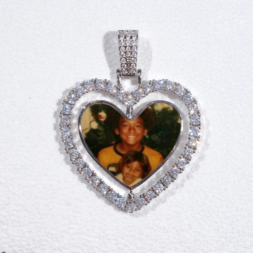3D Spinning 2-Faced Heart Custom Picture Pendant