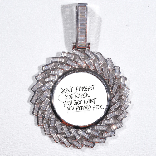 Large 3D Baguette Custom Picture Pendant