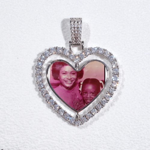 3D Spinning 2-Faced Heart Custom Picture Pendant