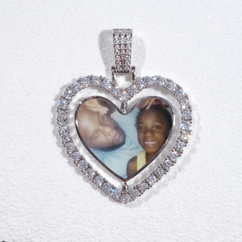 3D Spinning 2-Faced Heart Custom Picture Pendant