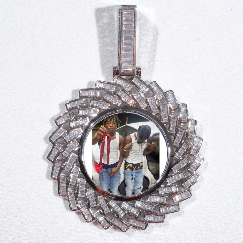 Large 3D Baguette Custom Picture Pendant