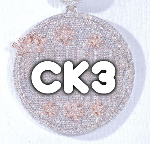 CUSTOM LETTER NECKLACE 3D BIG CROWN DISC