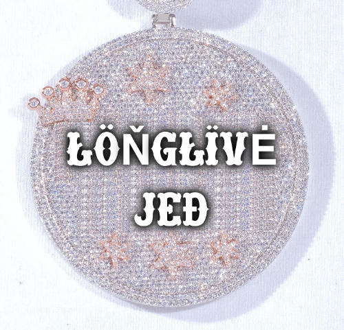 CUSTOM LETTER NECKLACE 3D BIG CROWN DISC